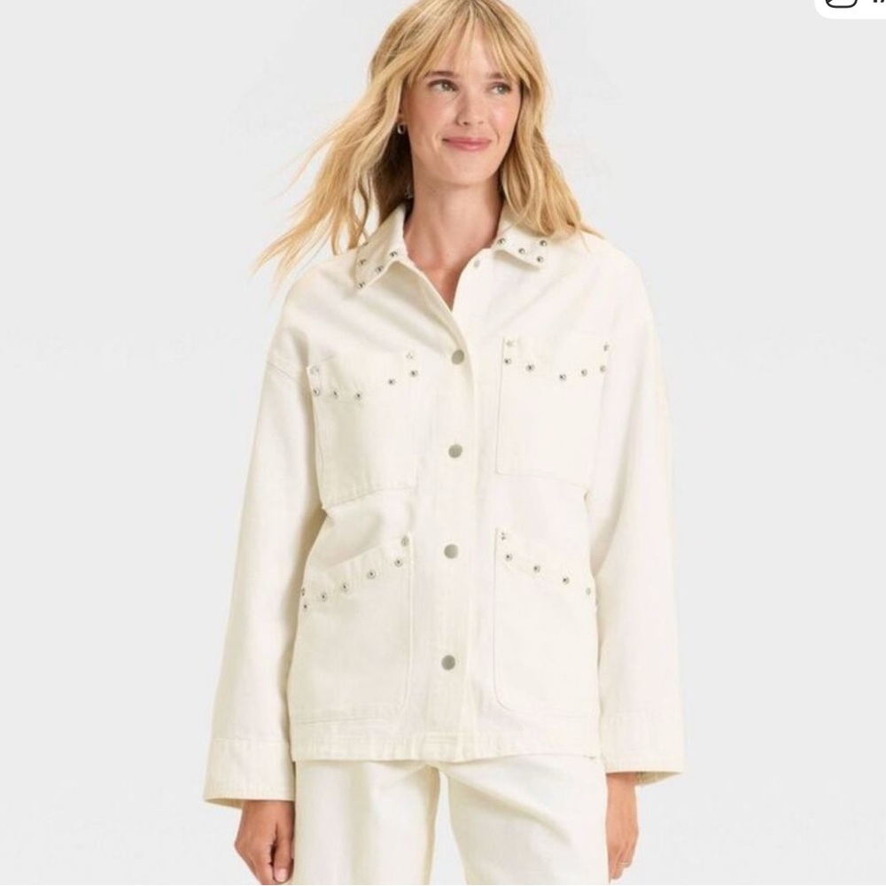 Universal Thread Studded Denim Long Jacket - image 1